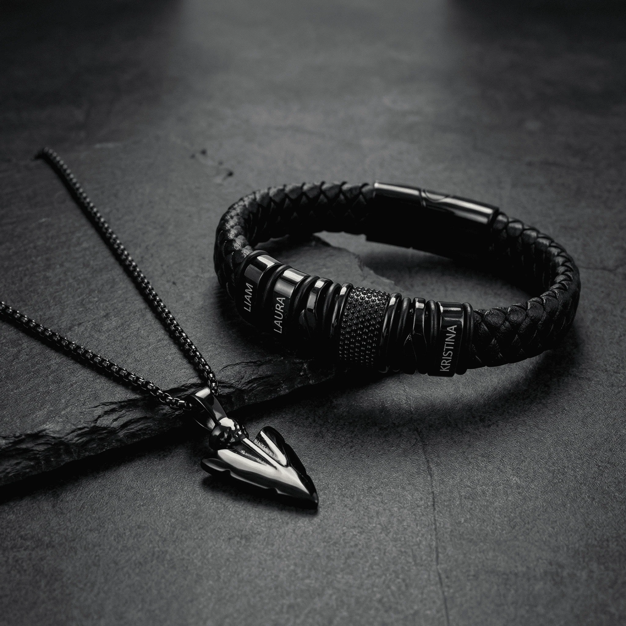 Set of 2: Black Bracelet + Arrow Necklace - Image 4