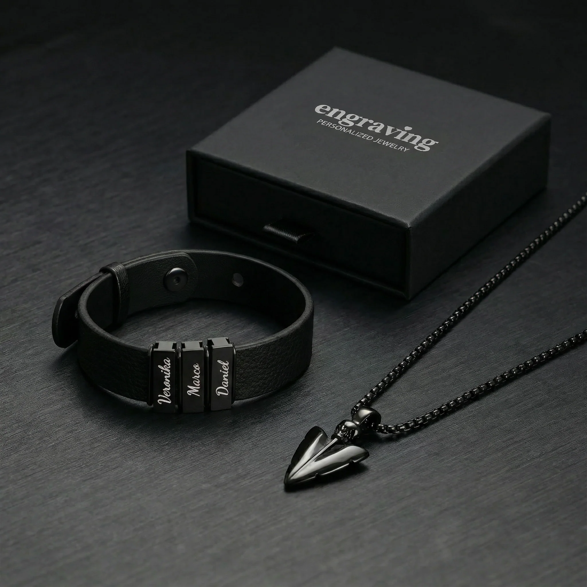 Set of 2: Ranger Black & Arrow Necklace - Image 3
